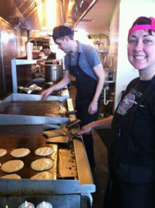 Vegan kitchen at Spiral Diner near Southside