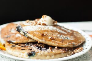 Vegan pancake plate at Spiral Diner