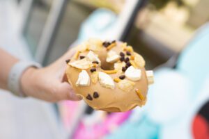 Fresh vegan donut at Spiral Diner – available Fri–Sun.