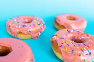 Vegan strawberry donuts fresh from Spiral Diner Fort Worth